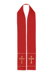 Czerwona stuła kapłańska haftowana "Krzyż"  