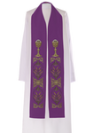 Fioletowa stuła kapłańska kielich IHS