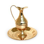 Dzbanek z misą, złocony - 23 cm