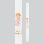 Świeca Pamiątka Chrztu Świętego aniołek - różowa