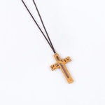 Naszyjnik - krzyżyk - JESUS - drewno - rzemyk