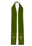Zielona stuła kapłańska haftowana "Krzyż"  