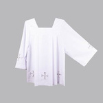 Komża biała żorżeta krzyż wypukły biały