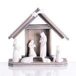 Szopka bożonarodzeniowa - drewno - Alabaster