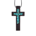 Naszyjnik - Krzyż drewniany kamień naturalny