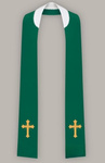 Stuła kapłańska haftowana wąska - krzyż prosty - zielony