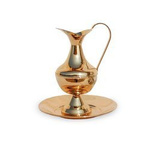 Dzbanek z misą,polerowany złocony - 19 cm