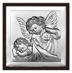 Obrazek z wizerunkiem "anioła z latarenką" w brązowej oprawie