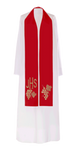Czerwona stuła kapłańska haftowana "IHS z winogronami"