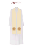 Ecru stuła kapłańska haftowana "IHS"