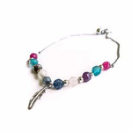 Różaniec na rękę - agat - srebrny - piórko