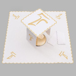 Bielizna kielichowa ołtarzowa bogato haftowana krzyż TAU złoty