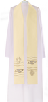 Ecru stuła kapłańska haftowana "Ryby"