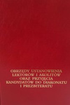 Obrzędy ustanowienia lektorów i akolitów oraz przyjęcia kandydatów do diakonatu i prezbiteratu