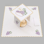 Bielizna kielichowa ołtarzowa bogato haftowana IHS, winogrona, chleb