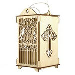 Lampion witrażowy adwentowy, drewniany