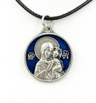 Medalik Matka Boża Eleusa - granatowy