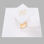 Bielizna kielichowa ołtarzowa wykończona koronką IHS srebrny krzyż złoty