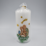 Świeca Bożonarodzeniowa biała św. Rodzina z gwiazdą 15 cm