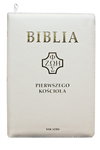 Biblia pierwszego Kościoła okładka PU, z paginatorami i suwakiem - biały