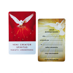 Obrazek plastikowy z modlitwą Veni Creator Spiritus (czerwony)