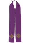 Fioletowa stuła haftowana "Krzyż Jerozolimski"  