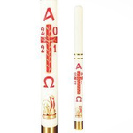 Paschał biały krzyż czerwony z aplikacją baranek złoty 3,5 kg