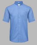 Koszula kapłańska z koloratką KRÓTKI RĘKAW - niebieska