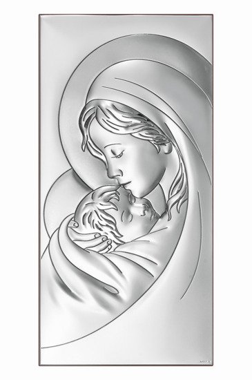  Srebrny obrazek z wizerunkiem Matki Bożej, prostokątny