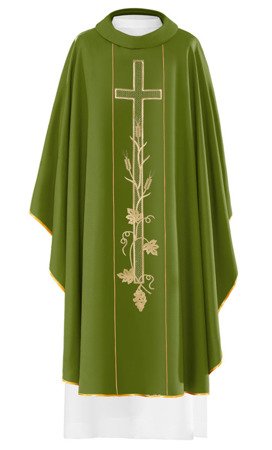  Zielony ornat haftowany "Krzyż z winogronami" 