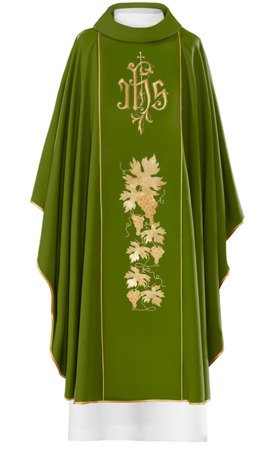  Zielony ornat haftowany "Symbol IHS ze zdobieniami" 