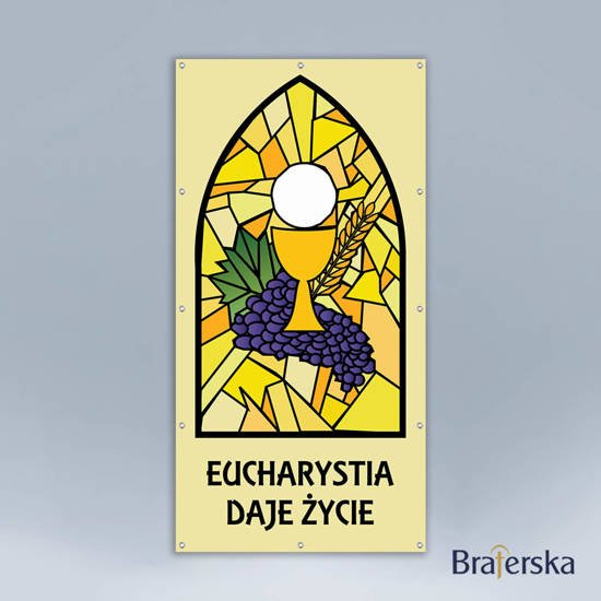 Baner oczkowany Pierwsza Komunia Święta - Witraż Eucharystia daje życie