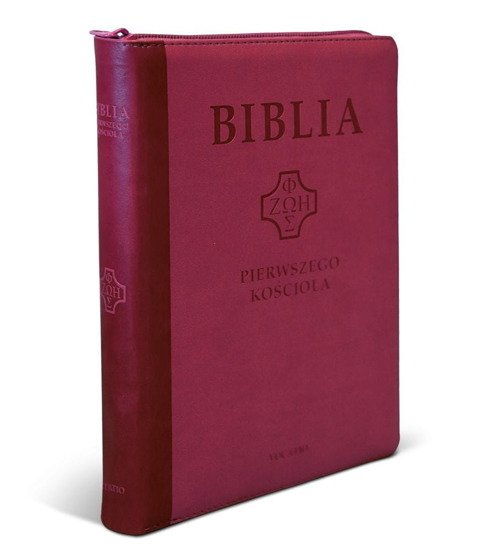 Biblia pierwszego Kościoła z paginatorami i suwakiem purpurowa - ze złoceniami na okładce