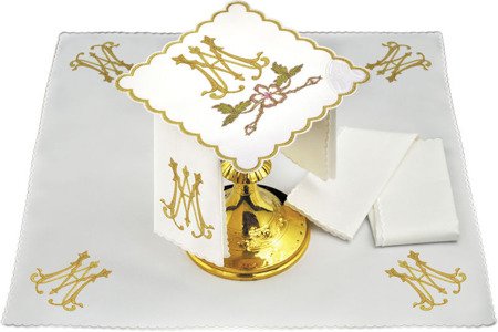 Bielizna kielichowa haftowana z emblematem Maryjnym 