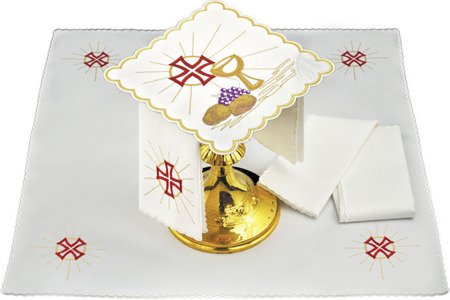 Bielizna kielichowa haftowana z symbolem "Chleba, winogron i kielicha"