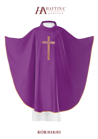 Fioletowy ornat haftowany z symbolem "Krzyż" 