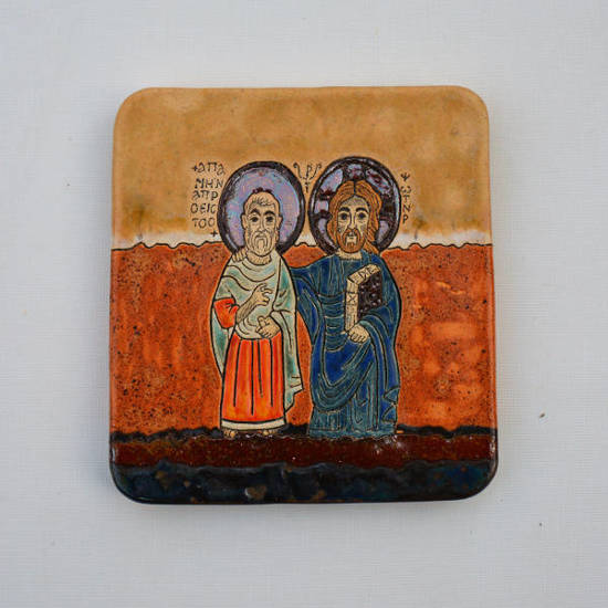 Ikona ceramiczna - Jezus i Przyjaciel