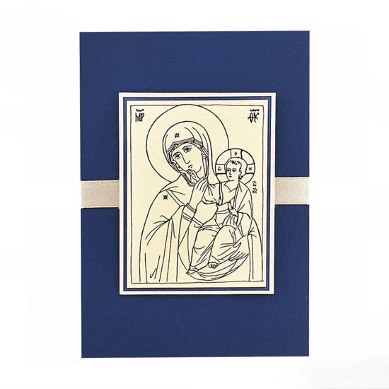 Kartka Ikona Matka Boża Eleusa - granatowy
