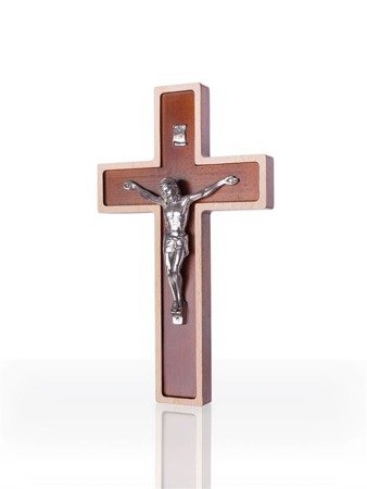 Krzyż z drewna bukowego prostokątny, dwukolorowy