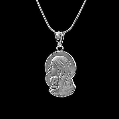 Medalik Matka Boża z Dzieciątkiem -srebrny 