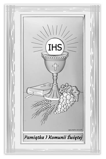 Obraz z wizerunkiem kielicha i winogrona IHS - Pamiątka I Komunii Świętej