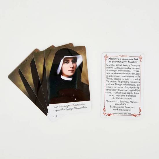 Obrazek plastikowy z modlitwą św. Faustyna Kowalska - apostołka Bożego Miłosierdzia 
