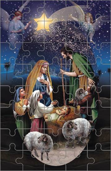 Puzzle Boże Narodzenie - Święta Rodzina w stajence