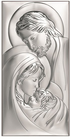 Srebrny obrazek z wizerunkiem Św. Rodziny, prostokątny