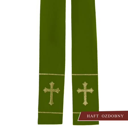 Zielona stuła kapłańska haftowana "Krzyż"  