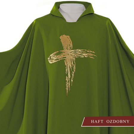 Zielony ornat haftowany symbol "Krzyż" 